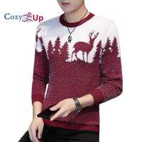 Cozy Up เสื้อแขนยาวผู้ชายกวางถักลูกเรือคออบอุ่นและอ่อนนุ่ม