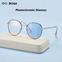 OQ BOGAแว่นกันแดด Photochromic ป้องกันรังสียูวีสำหรับทุกเพศ20สไตล์กรอบทรงกลมป้องกันแสงสีฟ้าแว่นคอมพิวเตอร์โลหะรังสี