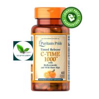 แท้ Puritans Pride Vitamin C-1000 mg with Rose Hips Timed Release / 60 Caplets (วิตามินซี ออกฤทธิ์นาน)