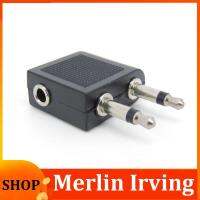 Merlin Irving Shop Nickel plated Air Plane dual 3.5mm Airplane socket Airline Headphone Mono Audio Converter Travel Jack Plug Splitter Adapter