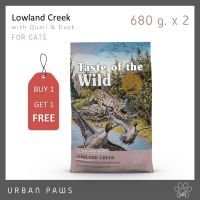 [1 แถม 1] อาหารแมว Taste of the wild Cat - Lowland Creek สูตรนกกระทาและเป็ด ขนาด 680 g.