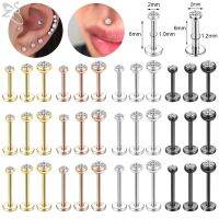 ZS 10 Pcs/lot Gold Color 16/18G Stainless Steel Labret Lip Piercing CZ Crystal Ear Cartilage Tragus Helix Piercings Set 6/8/10MM Body jewellery