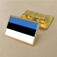 Estonia flag pin 2.5*1.5cm zinc die-cast PVC colour coated gold rectangular medallion badge without added resin