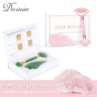 ZZOOI Natural Rose Quartz Roller Facial Jade Roller Stone Gua sha Scraper Face Lifting Massage Skin Eye Body Massager Beauty Care Tool