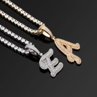 [COD] European and hip-hop cross-border best-selling full zirconium retro capital English letter pendant necklace can be spliced ​​​​personal accessories