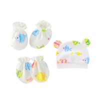 5pcs/set Baby Cotton hat Gloves Sock Fashion Anti Scratching Newborn Protection Face Cotton Mittens Newborn 0-6 Months