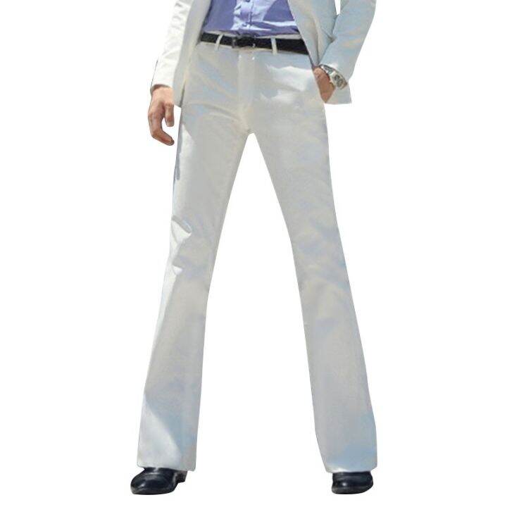 Men's Flared Formal Pants Bell Bottom Pant Dance White Suit Pants Suit