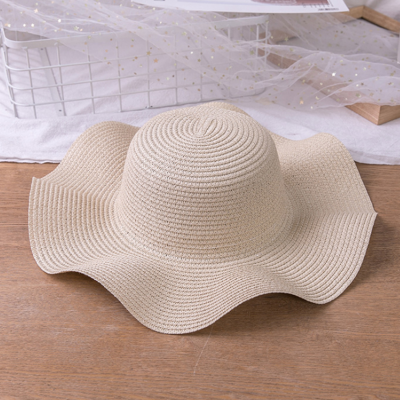 Simple Dome Straw Hat หมวกกันแดดฤดูร้อนหญิง Sunscreen Wave Beach Hat For Beautiful Girl