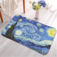 【cw】 New Van Gogh Painting Doormat Toilet Floor Night Hallway Entrance Anti-Slip Rug