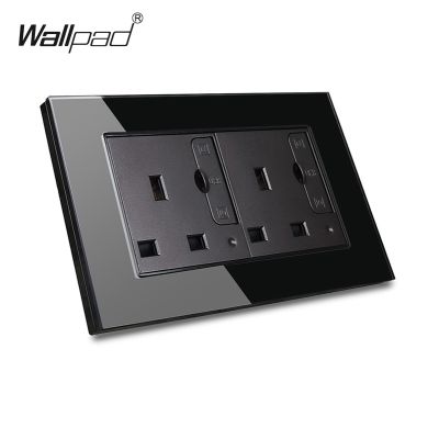 【NEW Popular】 Wallpad S6แก้ว Panel13ABSwith 3.1A 2 X พอร์ตชาร์จ USB WallOutlet Plateand สีดำ3X6