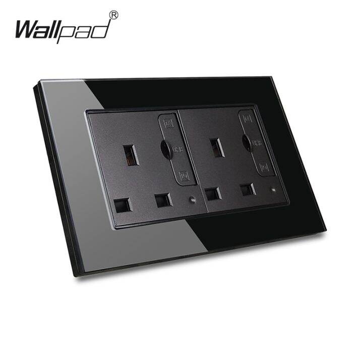 new-popular-wallpad-s6แก้ว-panel13abswith-3-1a-2-x-พอร์ตชาร์จ-usb-walloutlet-plateand-สีดำ3x6