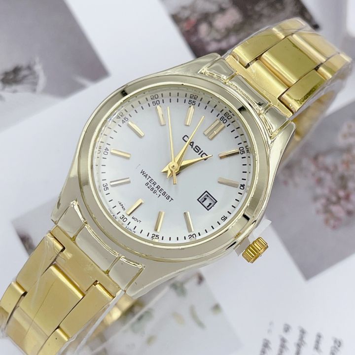 นาฬิกาข้อมือ-คาสิโอ้-สำหรับผู้หญิง-สวยหรู-สายแฟชั่นสไตล์ไฮโซ-มีบอกวันที่-สินค้าสวย-ราคาถูก-ขนาด-30-mm-พร้อมกล่องคาสิโอ้ฟรี