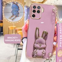 เคสสายรัดข้อมือแบบยาวสำหรับ OPPO A94 4G 5G F19 Pro+ 5G Reno 5Z 5G Reno 5F Reno 5 Lite สายห้อยเชือกหรูหราชุบกล้องสี่เหลี่ยมนิ่มป้องกันเคสยางป้องกันการตก