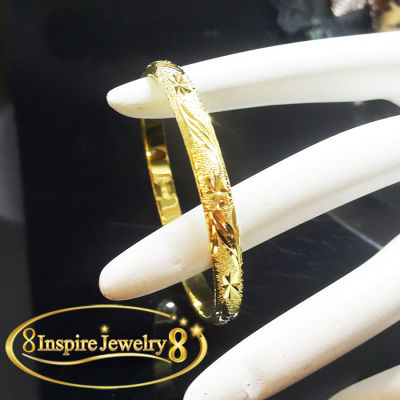 Inspire Jewelry ,กำไลทองตอกลายแบบร้านทอง ตัวเรือนหุ้มทองแท้ 100% 24K สวยงาม ประณีต ถอดใส่ง่ายมีล็อคข้าง