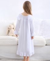 Girls Princess Night Gown Lace Patchwork Long Sleeve Children Home Clothes Spring Autumn Kids Sleep Dress Pajamas De Vestido