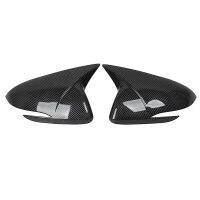 1Pair Carbon Fiber Horn Side Door Rearview Mirror Cover Trim Shells Cap Replacement Accessories For 2016-2019