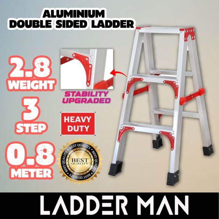 3 Step Ladderman Aluminium Double Sided Ladder Multi Purpose Ladder Foldable Tangga Lipat