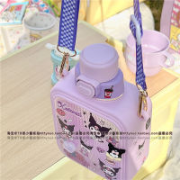 Sanrio Kawaii Kuromi My Melody pochacco กีฬากลางแจ้ง Sippy ถ้วยอะนิเมะ SANRIO สาวหัวใจน่ารักฟาง snap หมวกถ้วยน้ำ Crossbody