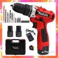 ชุดกระเป๋า #สว่านแบต #สว่านไร้สาย Makita  2 ระบบ  54V พร้อมอุปกรณ์พื้นฐาน (สีแดง)