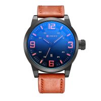 CURREN 8241 Orange word Mens Waterproof Quartz Watch Calendar Casual Blu-ray Belt Watch Quartz