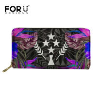FORUDESIGNS Polynesian Hibiscus Leaf Print Wallet Women Purse Travel Ladies Storage Money Bags Card Holder Coin Cases Mujer
