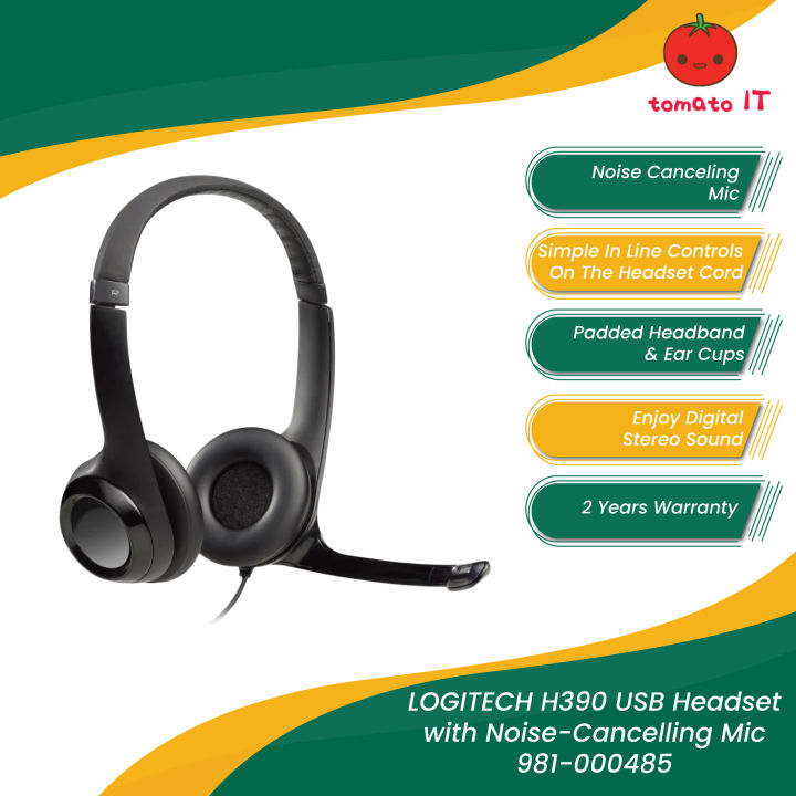 Logitech H390 USB Headset with Noise-Cancelling Mic - 981-000485