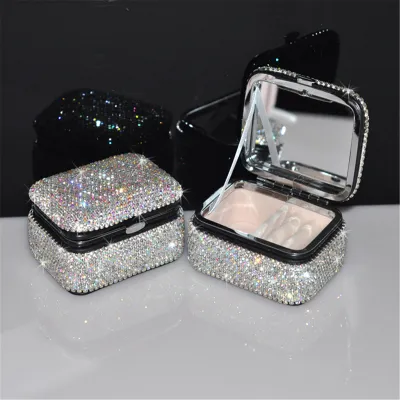 Jewelry Organizer Diamond-shaped Storage Box Creative Diamond Storage Box Portable Jewelry Box Mirror Makeup Box