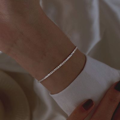 2023 New Silver Colour Sparkling Gypsophila Adjustable Bracelet &amp; Bangle For Women Fine Fashion Jewelry Wedding Party Gift