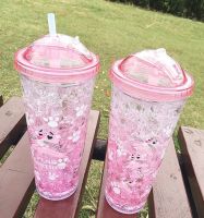 Gifts pink panther PS Cup Bubble cold water cup Outdoor Straw cup Portable water cup Water Drinking Bottle kettle Accessories