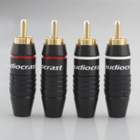 50 Pcs คุณภาพสูง Audiocrast RCA Plug Solder RCA Adapter 24K Gold Plated Audio Plug