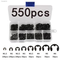 ✑﹍ 550pcs E-Clip Washers M1.5 M2 M2.5 M3 M3.5 M4 M5 M6 Circlip Retaining Ring Sack Retainer Buckle-shaped Split Washers kit