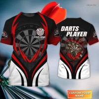 2023 NEW Red Dartboard Personalized Name 3d T-shirt for Darts Player S-5xl Mens Womens s cheap