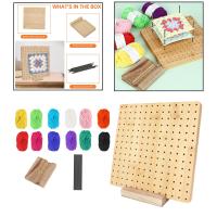 งานฝีมือการสร้างโครเชต์กระดานบล็อก Pegboard สำหรับโครเชต์กับหมุด12สีเส้นขนสัตว์กระดานบล็อกไม้สำหรับถักและถักสำหรับถัก DIY