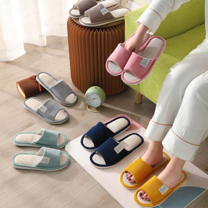 autumn-winter-women-indoor-slippers-man-cotton-non-slip-soft-warm-slides-home-shoes-corduroy-couple-female-simple-plush-slipper