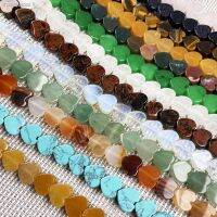 ▽♙ yachu Natural Semi-precious Stone Flat Heart-shaped Beads For Making DIY Necklace Bracelet Size 10mm 40pcs/piece Length 40cm