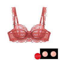 Non Padded Lace Bra Top Female Transparent Sexy Lingerie Plus Size Push Up Bras For Women Mesh Underwear Brassiere A B C D E Cup