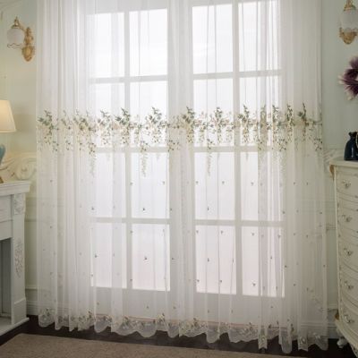 Modern Embroidery Tulle Curtains For Living Room Decorative Window Treatment Drapes Sheer For Kitchen Bedroom Curtain Fabric