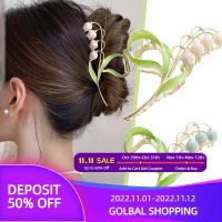 New Lily of the Valley Hair Claw Flower grace Shark Clip Headdress Vintage Ponytail Claw Clip Trendy Sweet FOR GIRL Hair Jewelry