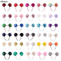 【YF】 10Pcs/Lot Wholesale Popular 3.3  Sequins Mouse Ears Headband With No Bow For Women Girls Party Hairband Hair Accessories