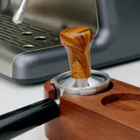 51/58mm Coffee Tamper Coffee Tamper Rubber Handle Wood Grain Press Powder Hammer Cloth Powder Coffeeware Coffee Accessories