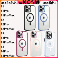 ??Ekcam ?Top OnSale เคส แม่เหล็ก เคสหลังใสขอบสี สำหรับรุ่น เคสไอโฟน iphone 14 13 12 11 pro promax Pro Max แม่เหล็ก เคสไอโฟนซองใส่โทรศัพท์เคสมือถือเคสโทรศัพ เคสพาสเทล เคสพาสเทล magnetic phone case with adsorption charging ring pink blue white black