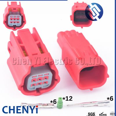 New Product 1 Set Red 6 Pin Male Or Female Car OBD Diagnostic Plug Auto Universal Socket Automotive Connector MWTPB-06-1A-R Protection Cover