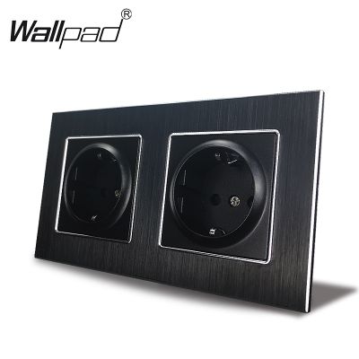 【NEW Popular89】แผ่น EUWallpad คู่110V 240VAluminumFrame 16A 156x86mmSchuko 2 WayOutlet ซ็อกเก็ตกับกรงเล็บกลับ