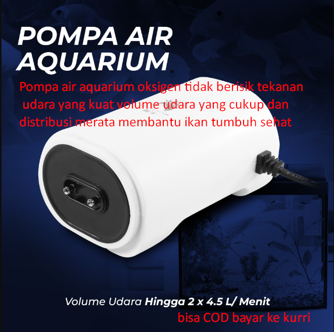 Pompa air aquarium oksigen tidak berisik tekanan udara yang kuat volume