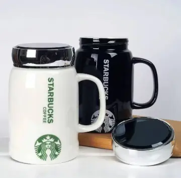 starbucks korea mug with faux leather handle