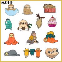 Cartoon Cute Animal Sloth Cake Sleeping Cup Love Enamel Brooch Custom Alloy Badge Clothes Bag Pin Woman Jewelry Gift For Friends