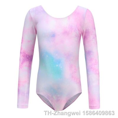 Girls One Piece Long Sleeve Ballet Gymnastics Dance Leotards Fashion Print Slim Dancing Bodysuit Dancewear For 5-13 Years