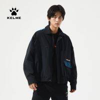 KELME เสื้อแจ็กเก็ตกีฬาผู้ชาย,เสื้อซิปคอตั้งหลวมเสื้อแจ็คเก็ตผ้าถักลำลองของจีน