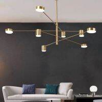 [COD] lamps living room chandelier 2021 new simple modern atmosphere minimalist light luxury copper restaurant modeling