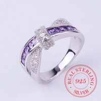 100% 925 Sterling Silver Jewelry Vintage Purple Crystal Couples Wedding Silver Rings for Women Men Fashion Anel De Prata Bijoux